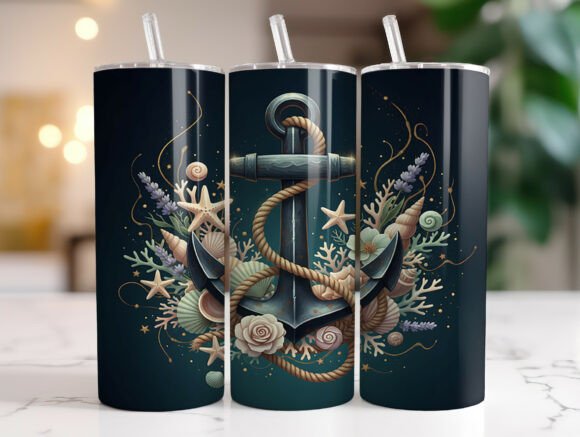 20oz Nautical Anchor Ocean Tumbler Wrap
