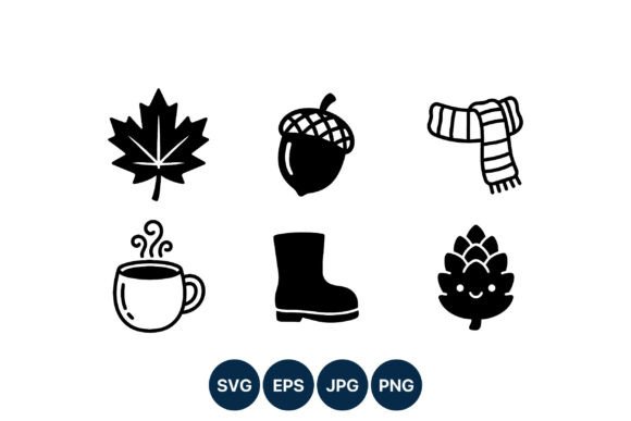 Autumn Leaf Acorn Scarf Coffee Cup Icons