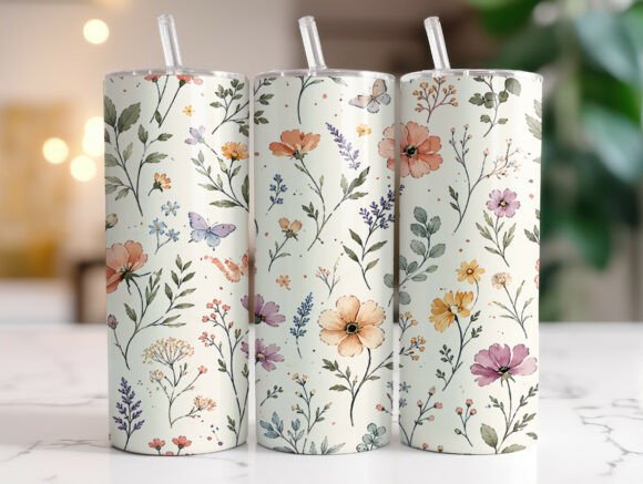 Boho Wildflower Floral 20oz Tumbler Wrap
