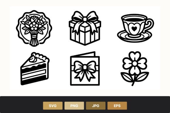 Bouquet Gift Cup Cake Card Flower Icons