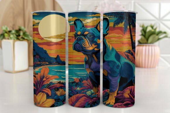 Bulldog Tumbler Wrap PNG Watercolor
