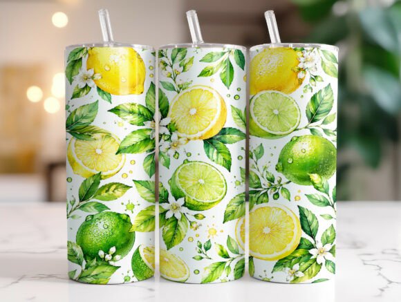 Citrus Lemon Floral 20 Oz Tumbler Wrap