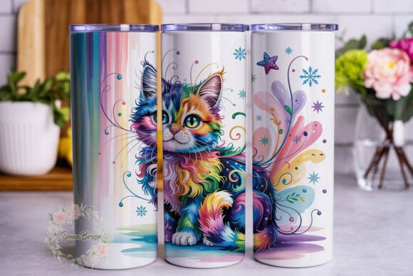 Colorful Fluffy Cat 20oz Tumbler Wrap
