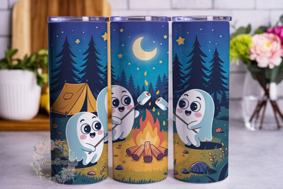 Cute Camping Ghosts 20oz Tumbler Wrap
