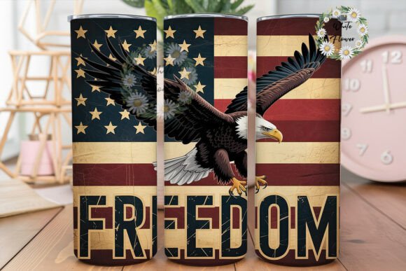 Distressed Flag Eagle Tumbler Wrap PNG