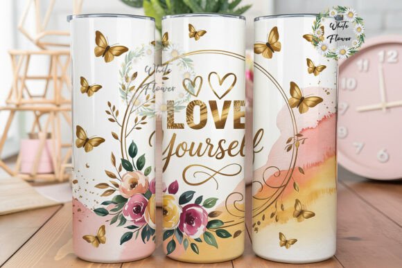 Elegant Gold Butterfly Quote Tumbler