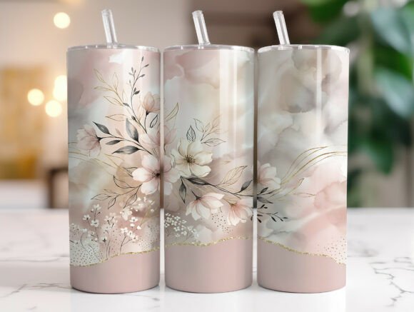 Elegant Gold Floral Watercolor Tumbler