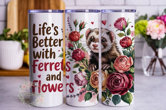 Ferrets and Flowers 20oz Tumbler Wrap