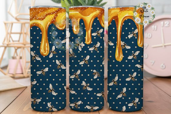 Gold Drip Bee 20oz Tumbler Wrap