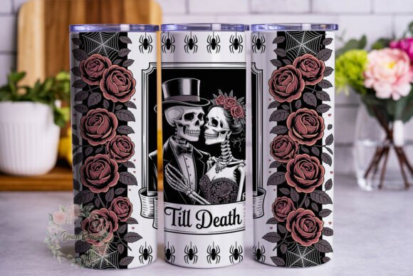 Gothic Skeleton Couple 20oz Tumbler Wrap