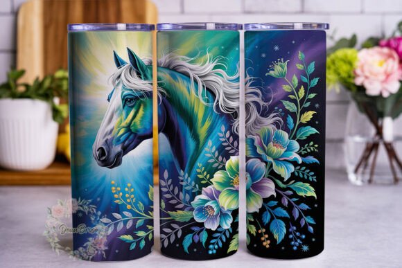 Magical Horse Floral Galaxy Tumbler Wrap