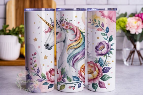 Magical Unicorn Peony 20oz Tumbler Wrap