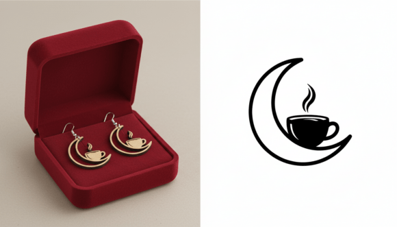 Moon Coffee Cup Earring Laser Cut File