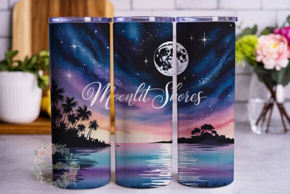 Moonlit Shores Night Scene 20oz Tumbler
