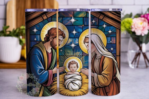 Nativity Stained Glass 20oz Tumbler Wrap