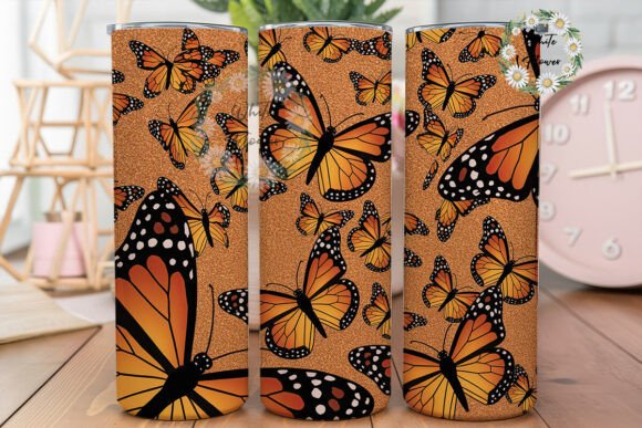 Orange Butterfly Sparkle 20oz Tumbler