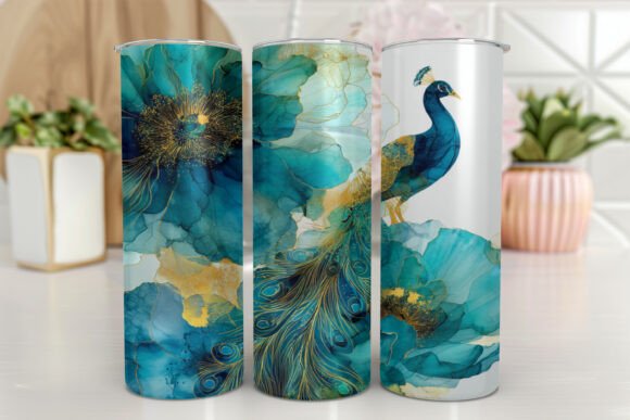 Peacock Floral Tumbler Wrap