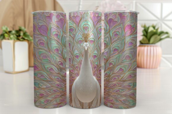 Peacock Tumbler Wrap PNG Floral 20 Oz