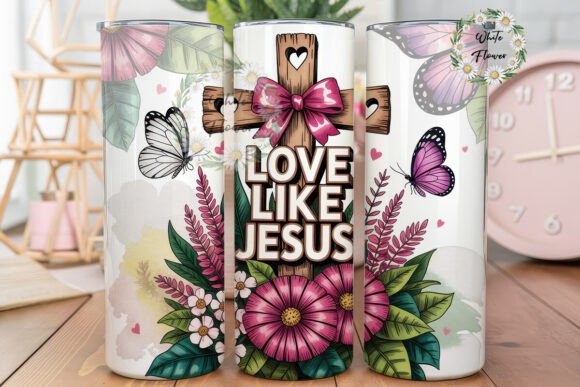 Pink Floral Cross 20oz Tumbler Wrap