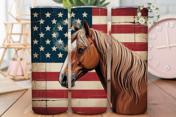 Rustic Horse Flag 20oz Tumbler Wrap