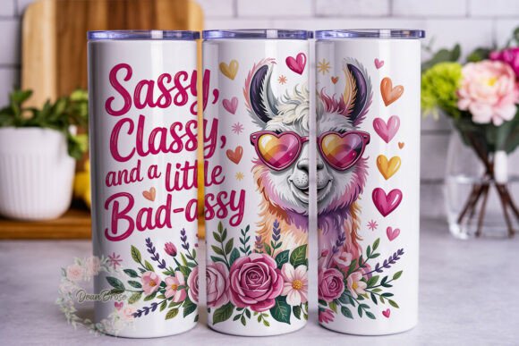 Sassy Llama Pink Floral 20oz Tumbler