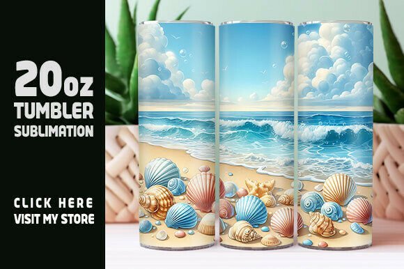 Seashells Beach Ocean Tumbler Wrap, Seas