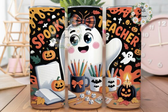 Spooky Teacher Ghost 20oz Tumbler Wrap