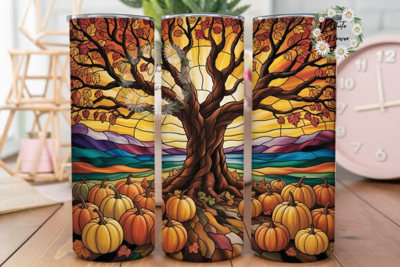 Stained Glass Autumn Tree 20oz Tumbler