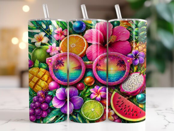 Summer Tropical Fruit 20oz Tumbler Wrap