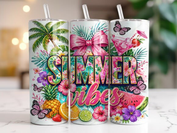 Summer Vibes Fruit Floral Tumbler Wrap