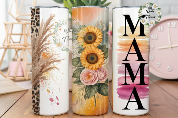 Sunflower Leopard MAMA 20oz Tumbler Wrap
