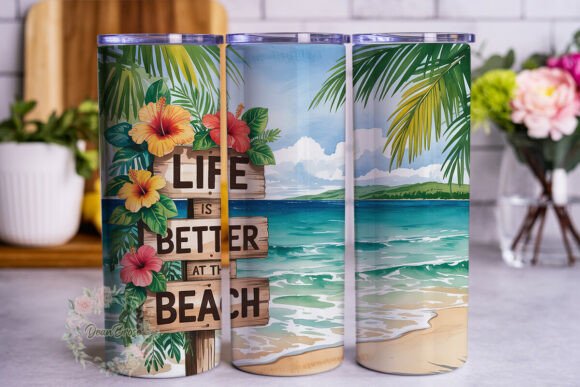 Tropical Beach Life 20oz Tumbler Wrap