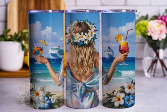 Tropical Cruise Girl 20oz Tumbler Wrap