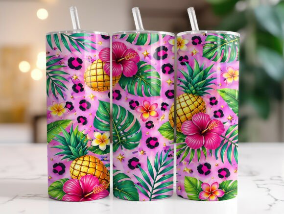Tropical Summer Pineapple Tumbler Wrap