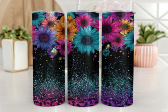 Tumbler Glitter Wrap Sunflowers
