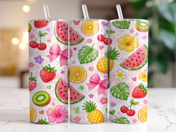 Watermelon Tropical Fruit Bow Tumbler