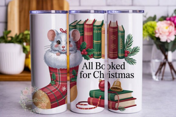 Xmas Mouse Books Stocking 20oz Tumbler